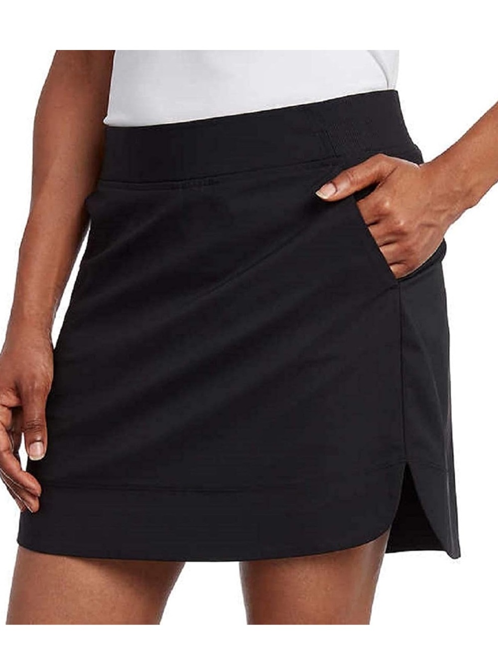 Women’s Black Golf Skort Size M Solid Pull-On Flat Front Short with Pockets